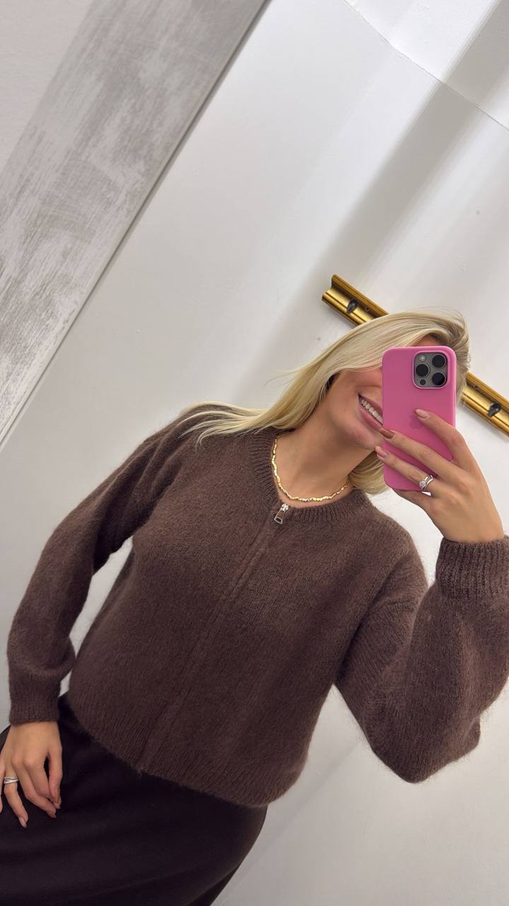 Felpa in maglia con zip Nives