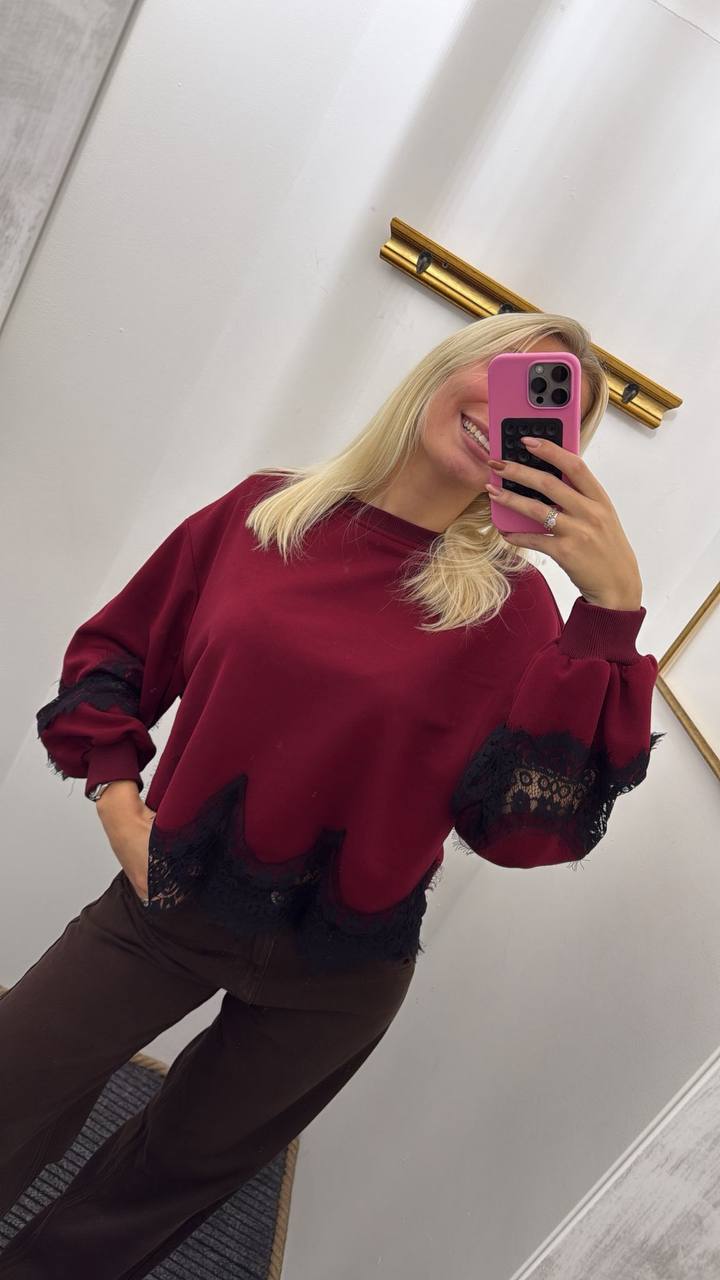 Felpa over con bordo in pizzo Romina