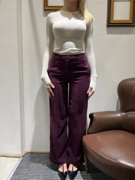 Pantaloni a gamba larga in velluto a coste Adelma