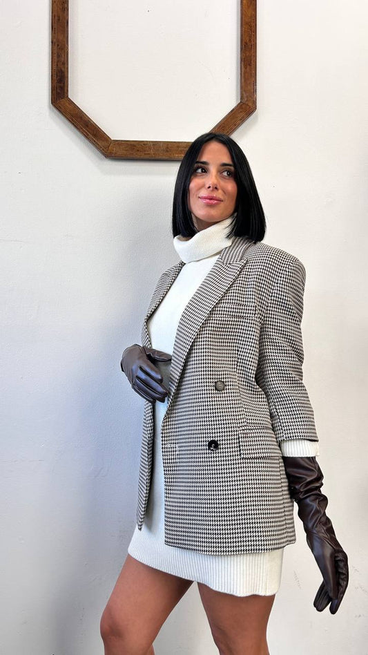 Giacca doppio petto pied de poule con guanti Altea