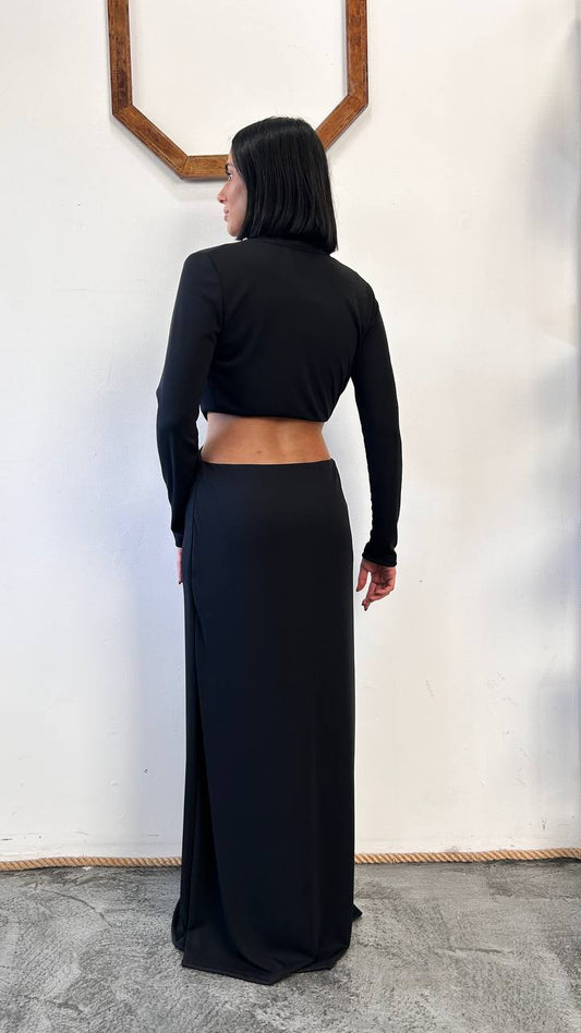 Vestito lungo con scollo anello e cut out Miriel