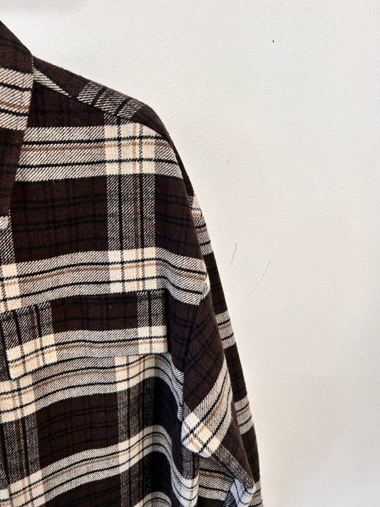 Camicia over in tessuto a quadri con frange Vianella