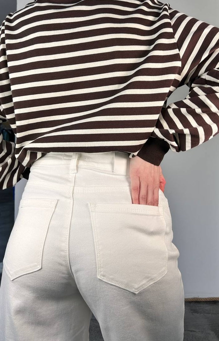 Jeans barrel Ivy bianco ottico