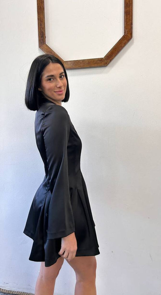 Mini abito maniche lunghe con gonna svasata Savena