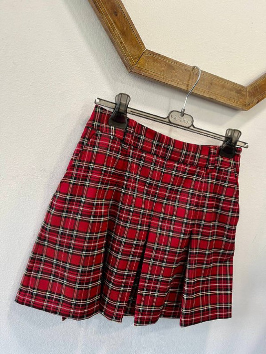 Gonna corta a pieghe con fantasia a quadri Rosalia