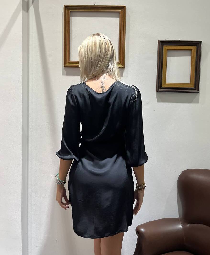 Abito satin con incrocio Elle