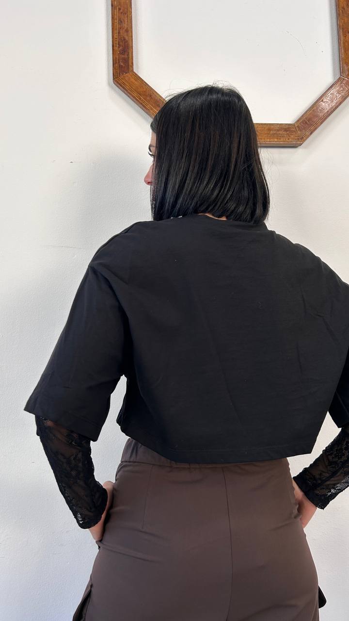 Body doppio tessuto con pizzo Essenza