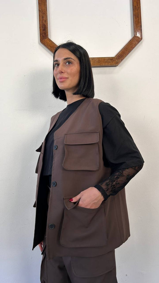 Gilet taglio vivo con tasconi Rosaviva
