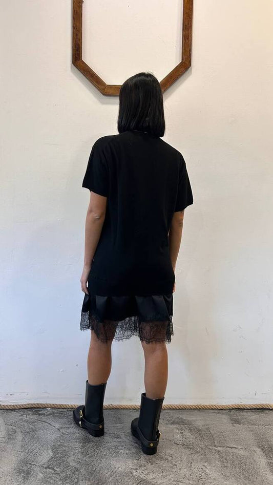 Mini abito in maglia con orlo in pizzo Isoria