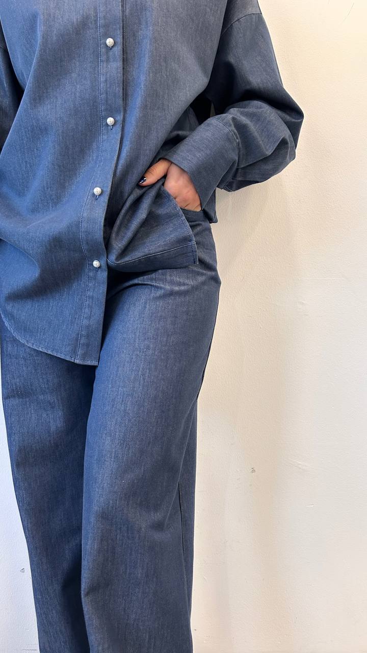 Pantaloni a gamba larga in denim Elira