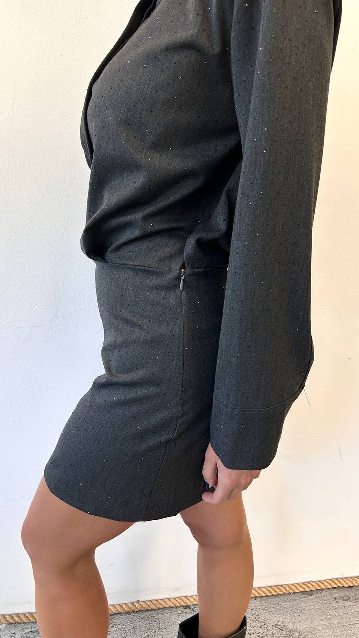 Abito con micro strass e zip laterale Donia