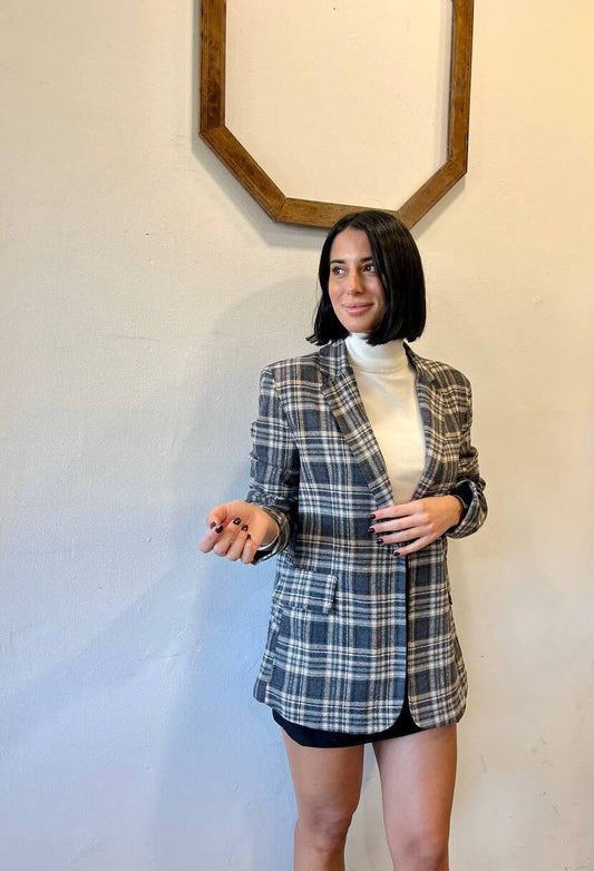 Blazer monopetto a quadri Savira