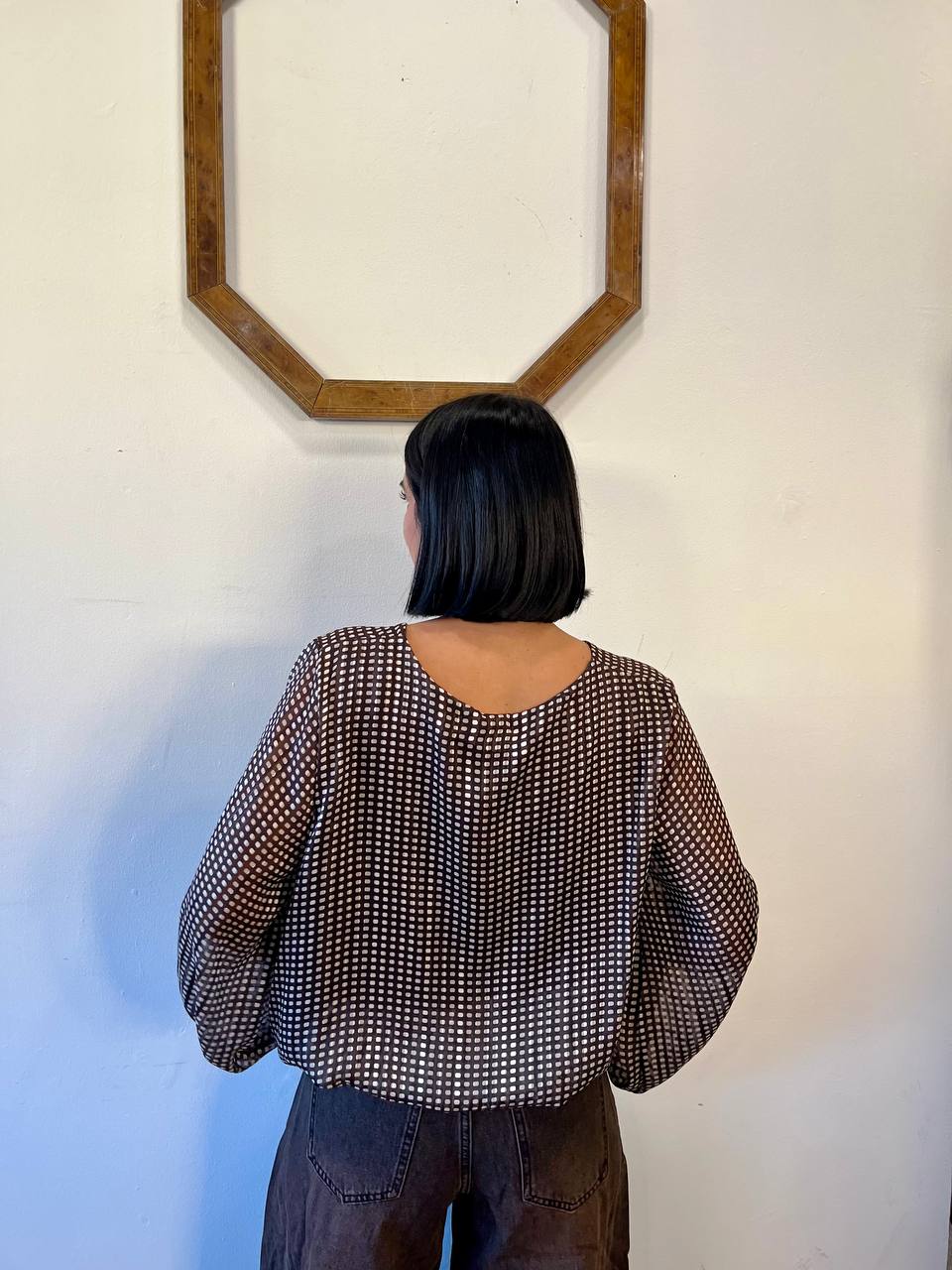 Blusa maniche lunghe con stampa a pois Denia