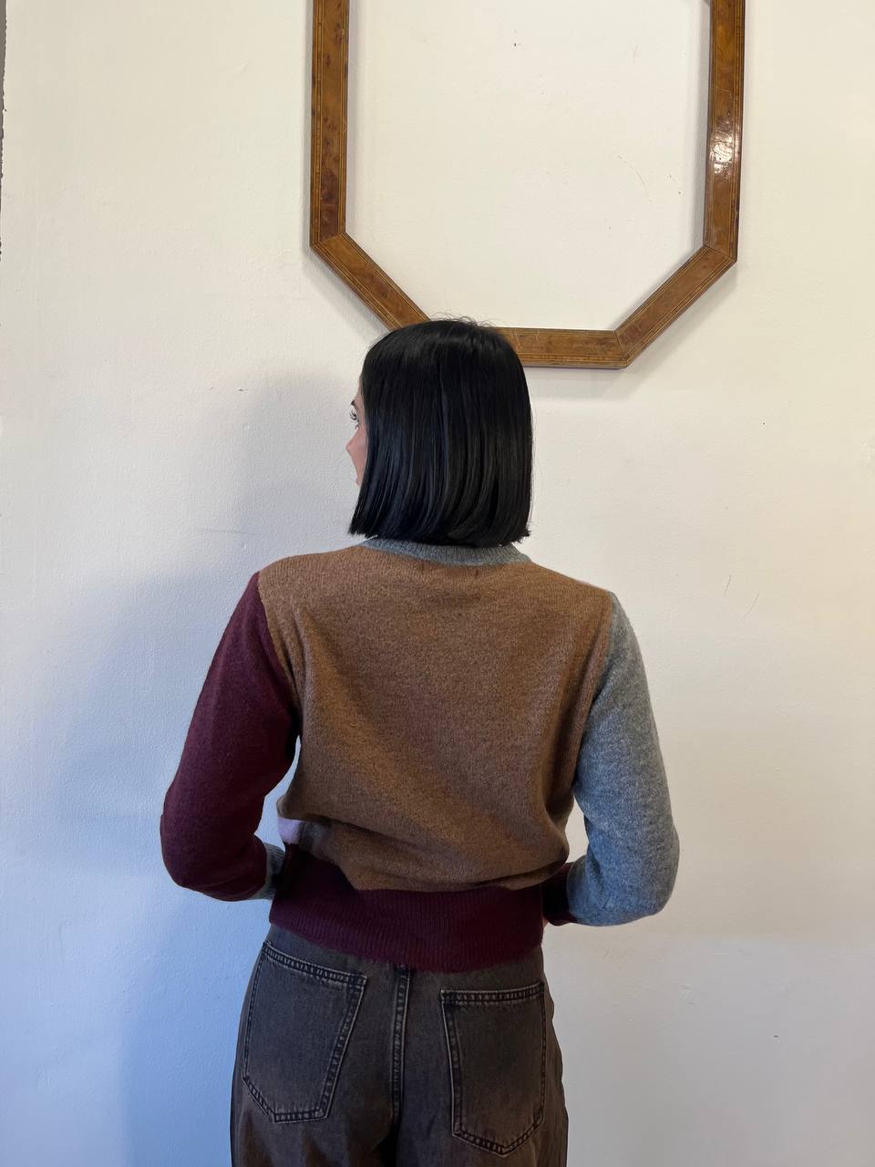 Maglione girocollo a righe color block Selene