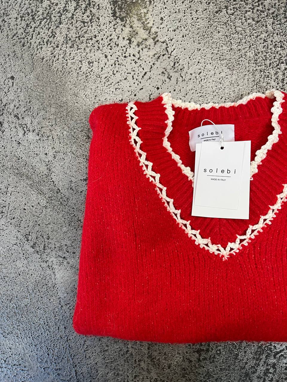 Maglione scollo a V con bordo a contrasto Dana