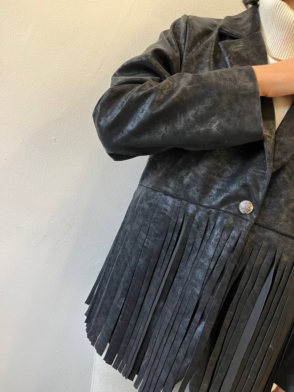 Giacca scamosciata con frange Talina