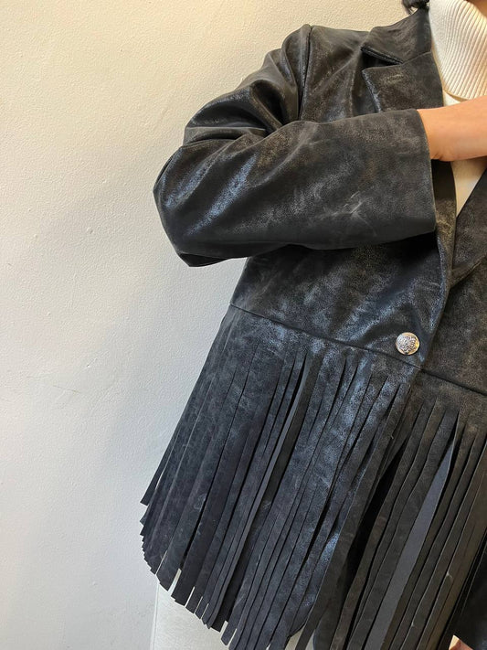 Giacca scamosciata con frange Talina