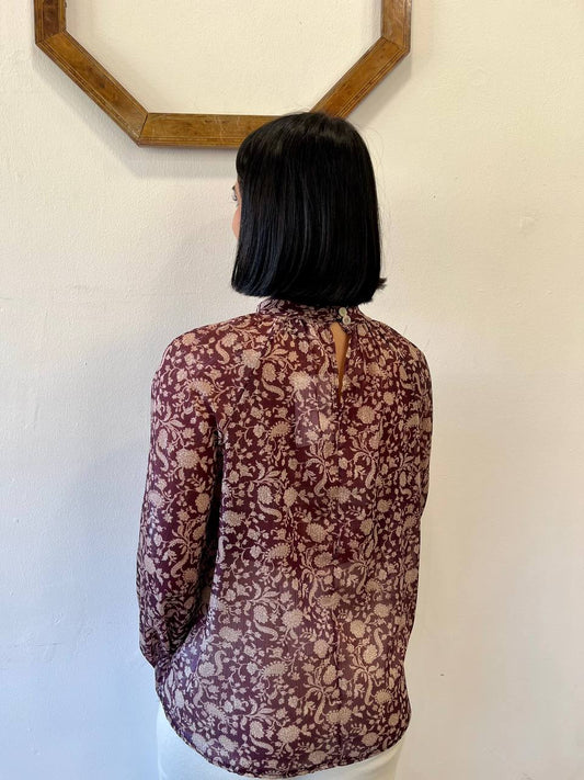 Camicia a fantasia con girocollo arricciato Lorin