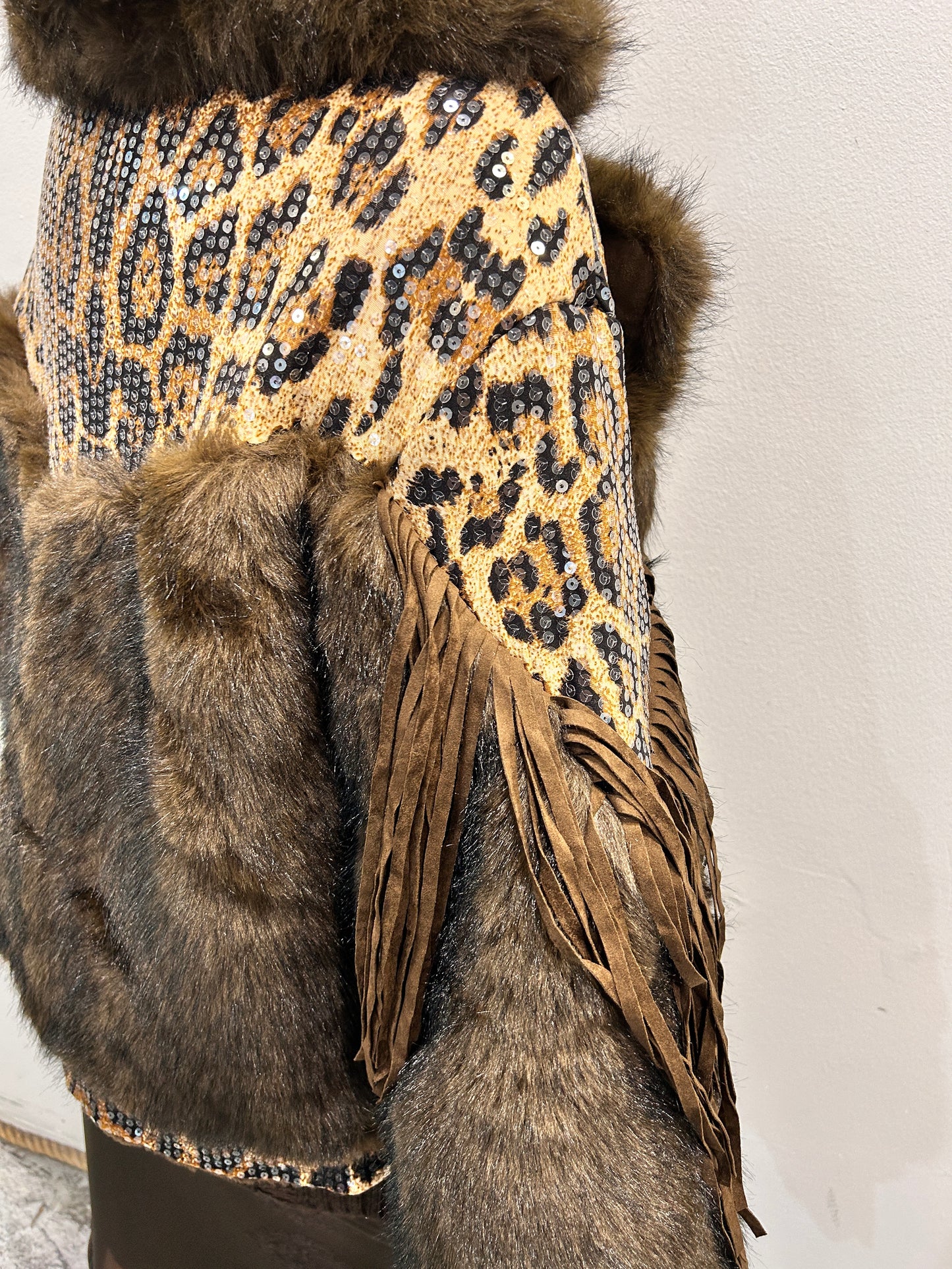 Giaccone fantasia e pelliccia Elvira