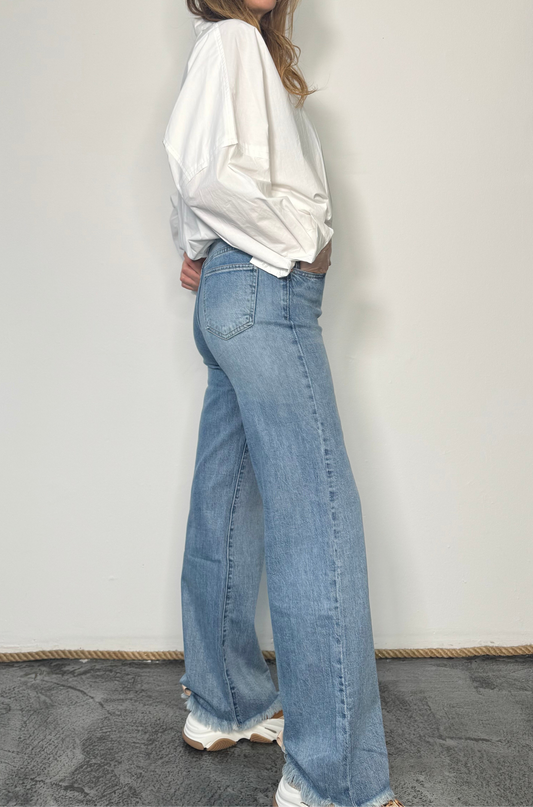 Jeans wide leg con orlo sfrangiato Lua