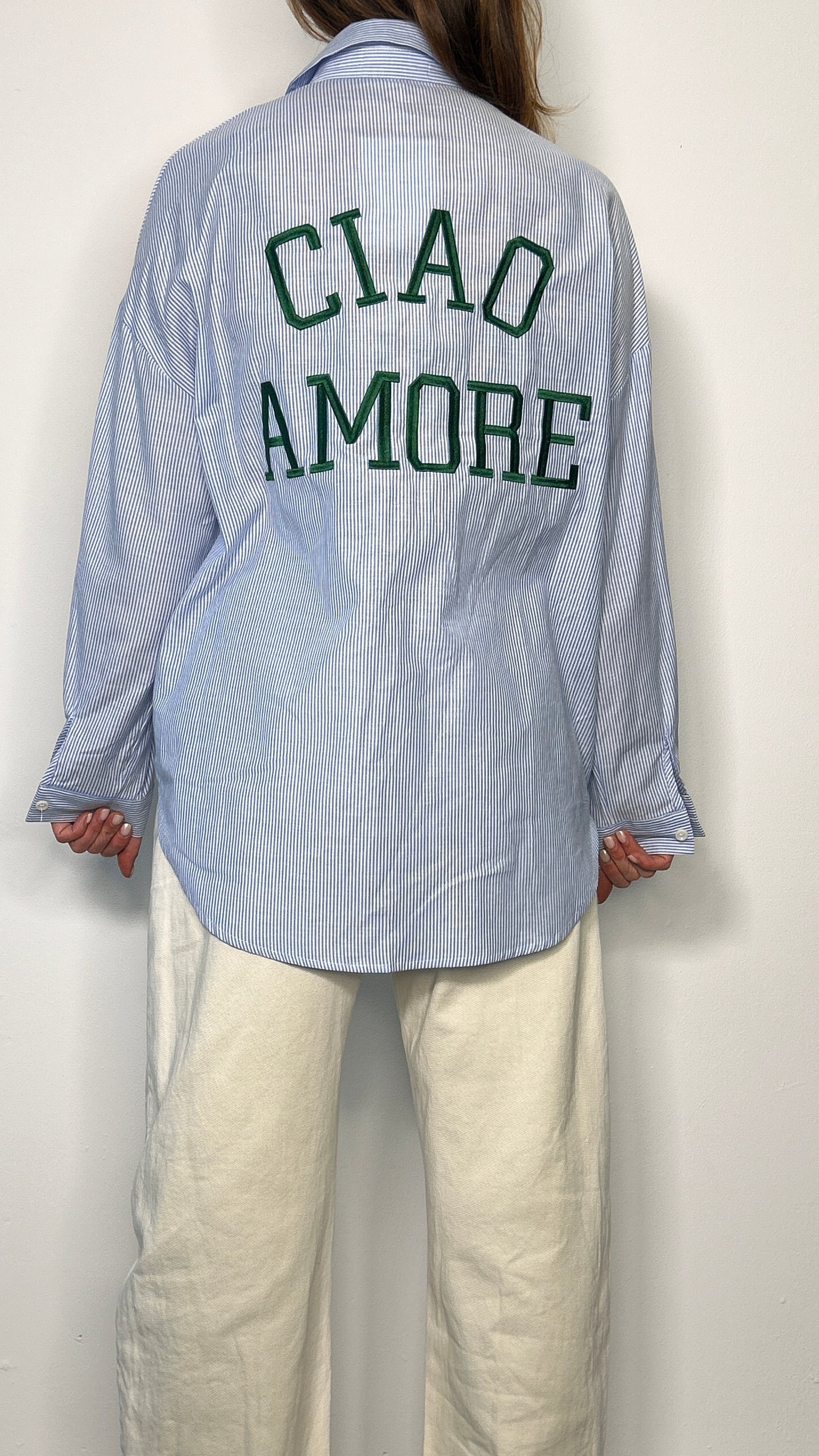 Camicia over con ricamo "Ciao Amore" Pia