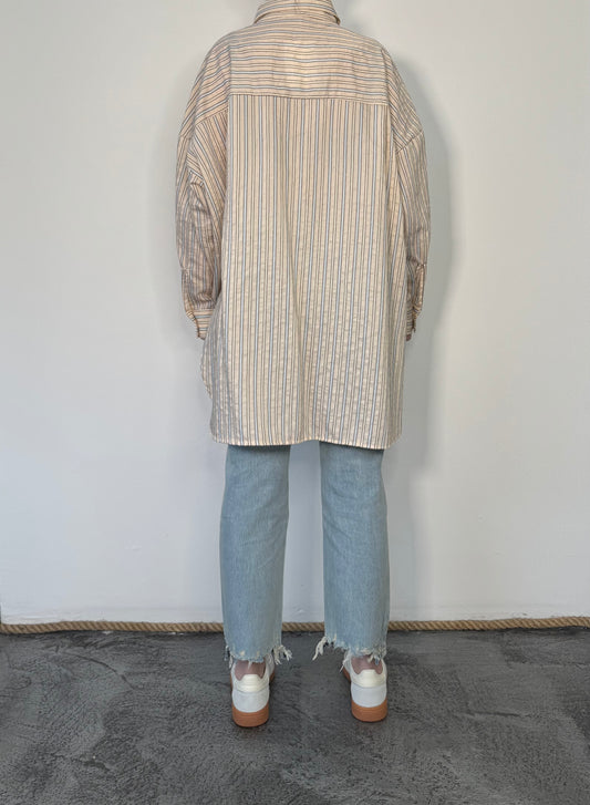 Camicia over a righe con patch Bruna