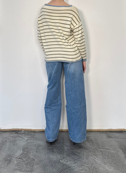 Maglioncino a righe con scollo a barca Lena