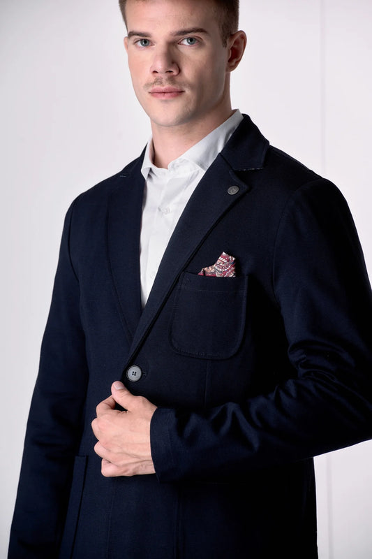 Giacca Monopetto Sartoriale con interni e pochette in tessuto