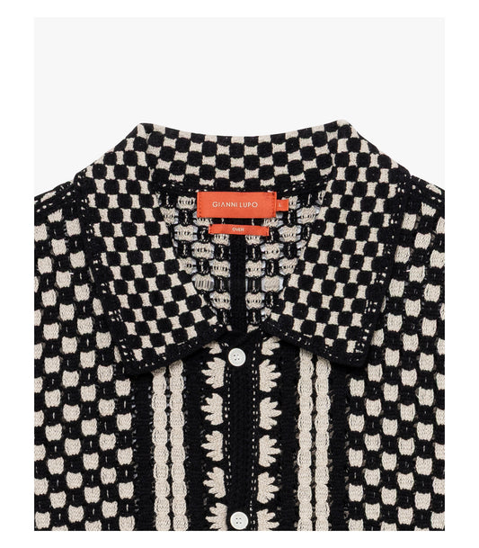 Camicia in maglia con motivo a contrasto