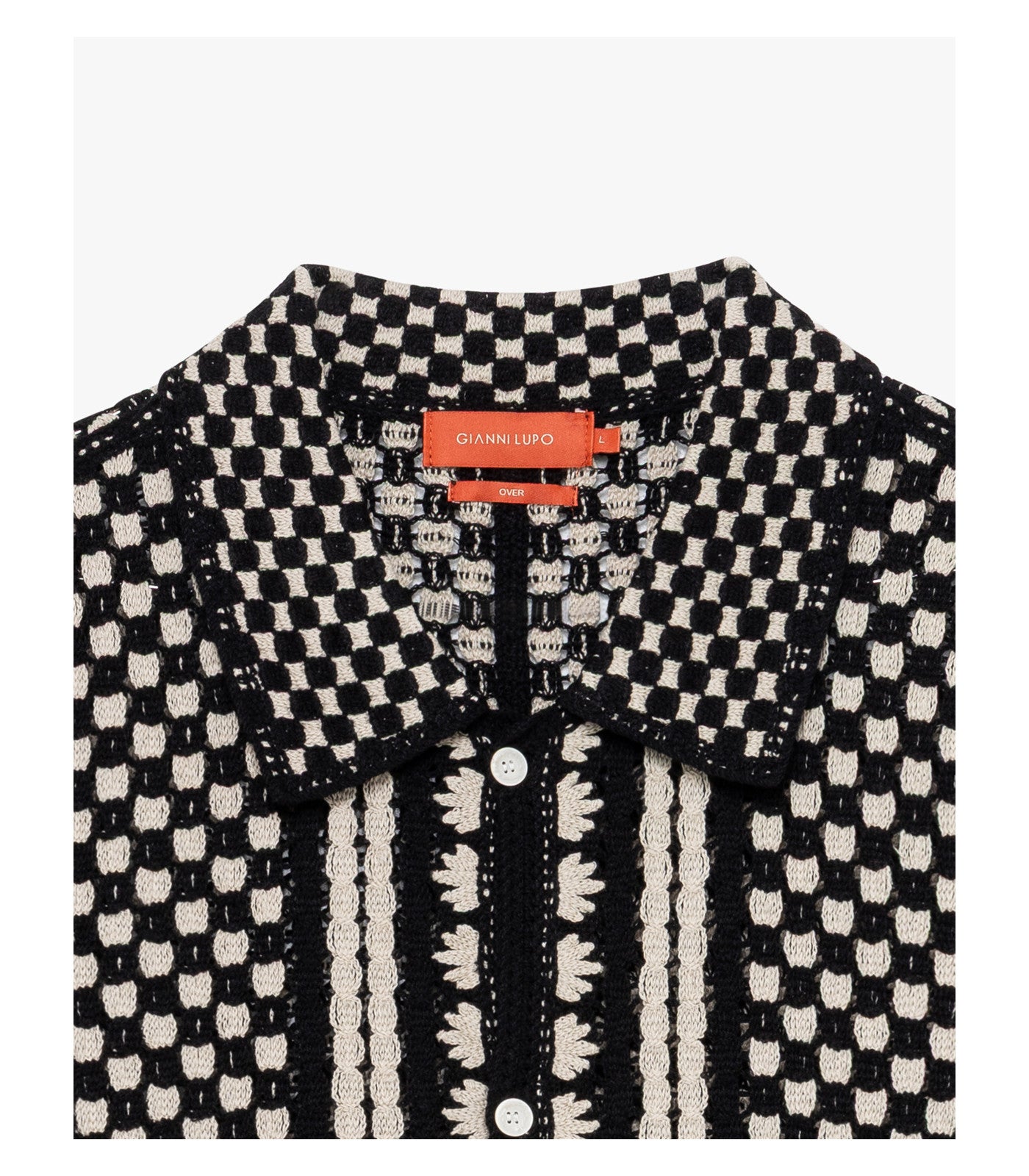 Camicia in maglia con motivo a contrasto