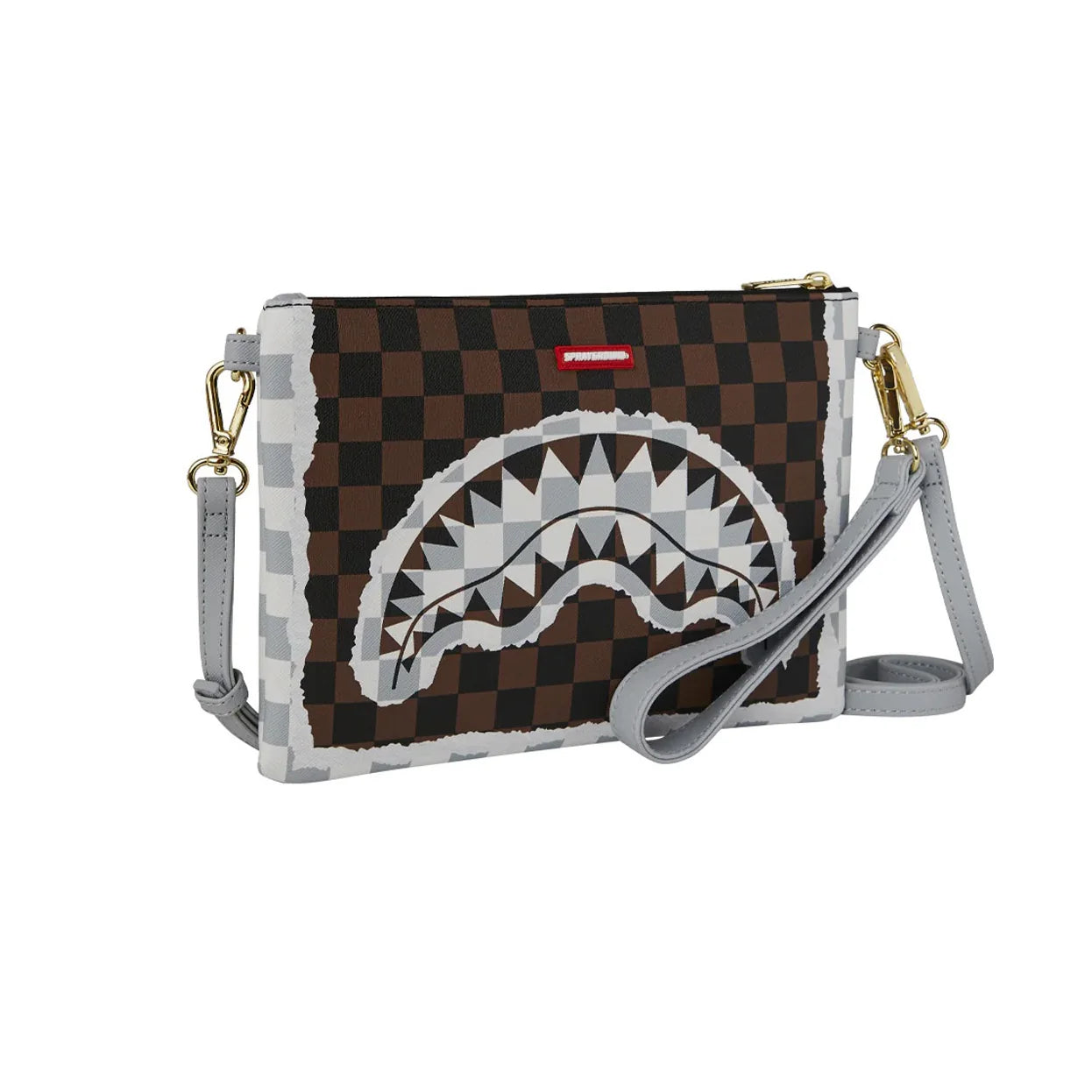 Pochette CREAM AND BROWN TEAR CHECK CROSSOVER