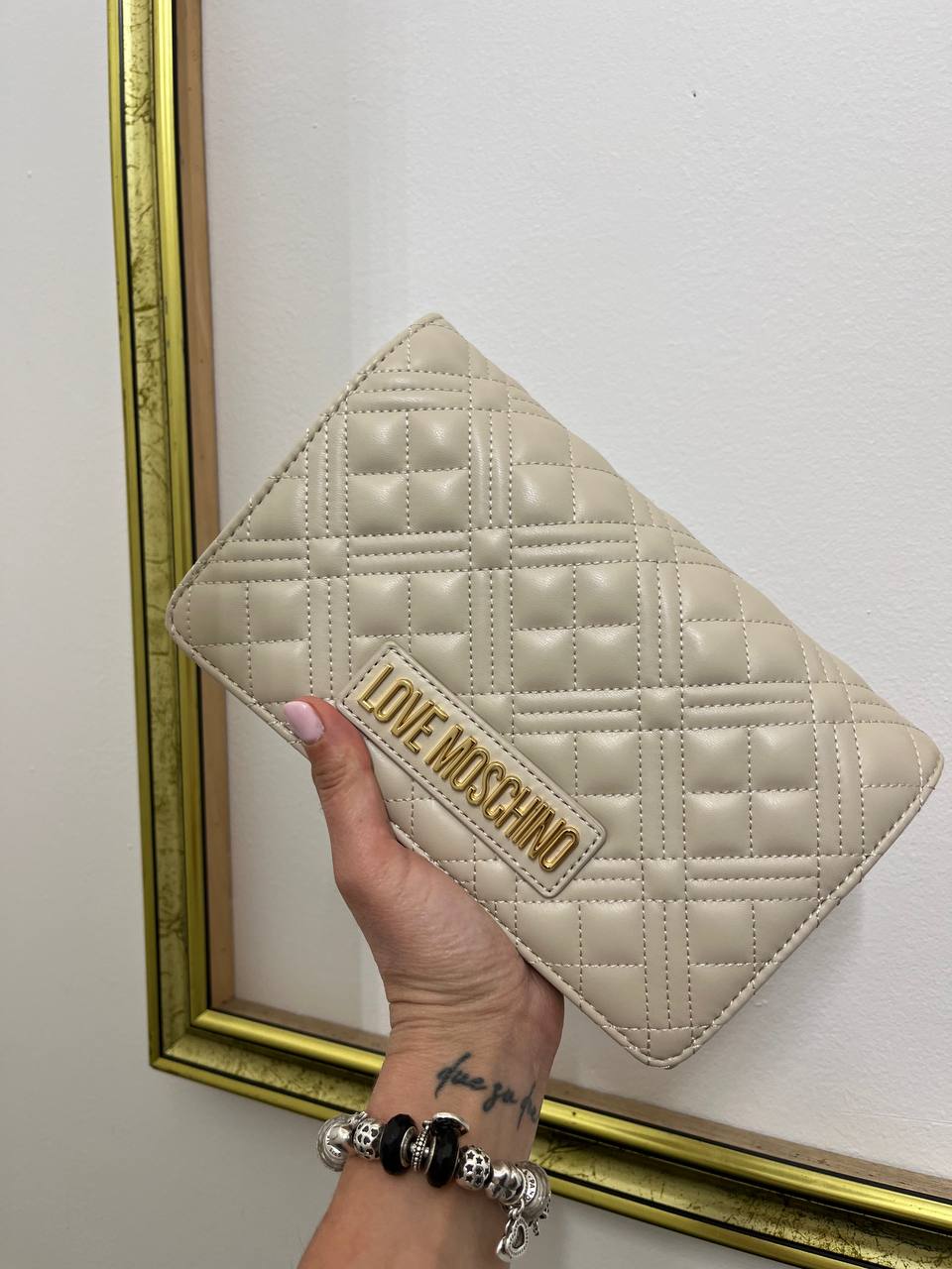 Borsa a tracolla in ecopelle trapuntata