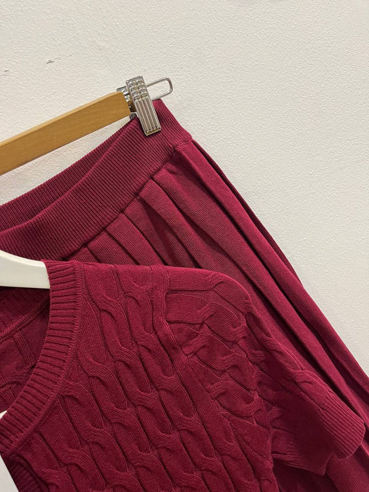 Completo con cardigan a maniche corte e gonna plissè Fresia