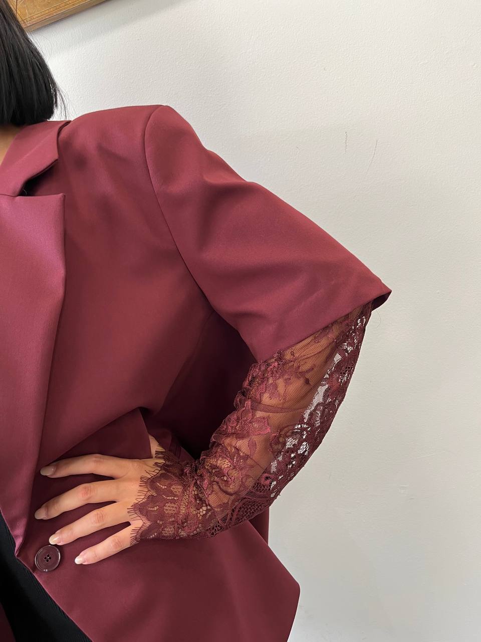 Giacca over con manica in pizzo Papavero