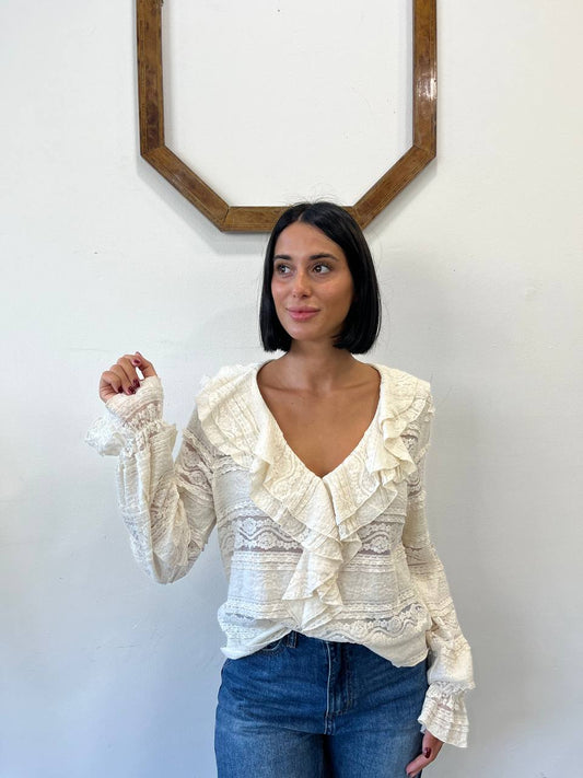 Camicia pizzo con rouches Camomilla