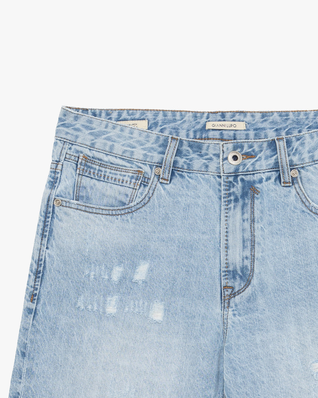 Bermuda di jeans regular con rotture