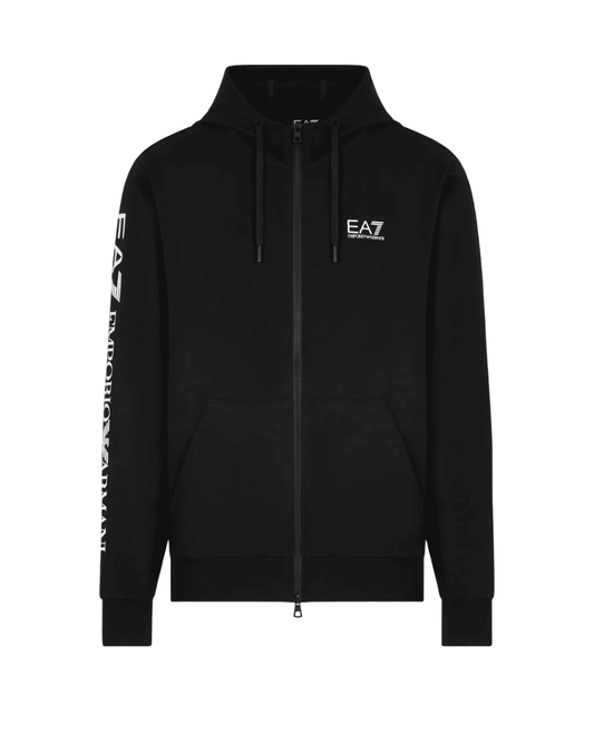 Felpa full zip con cappuccio logo series in cotone felpato