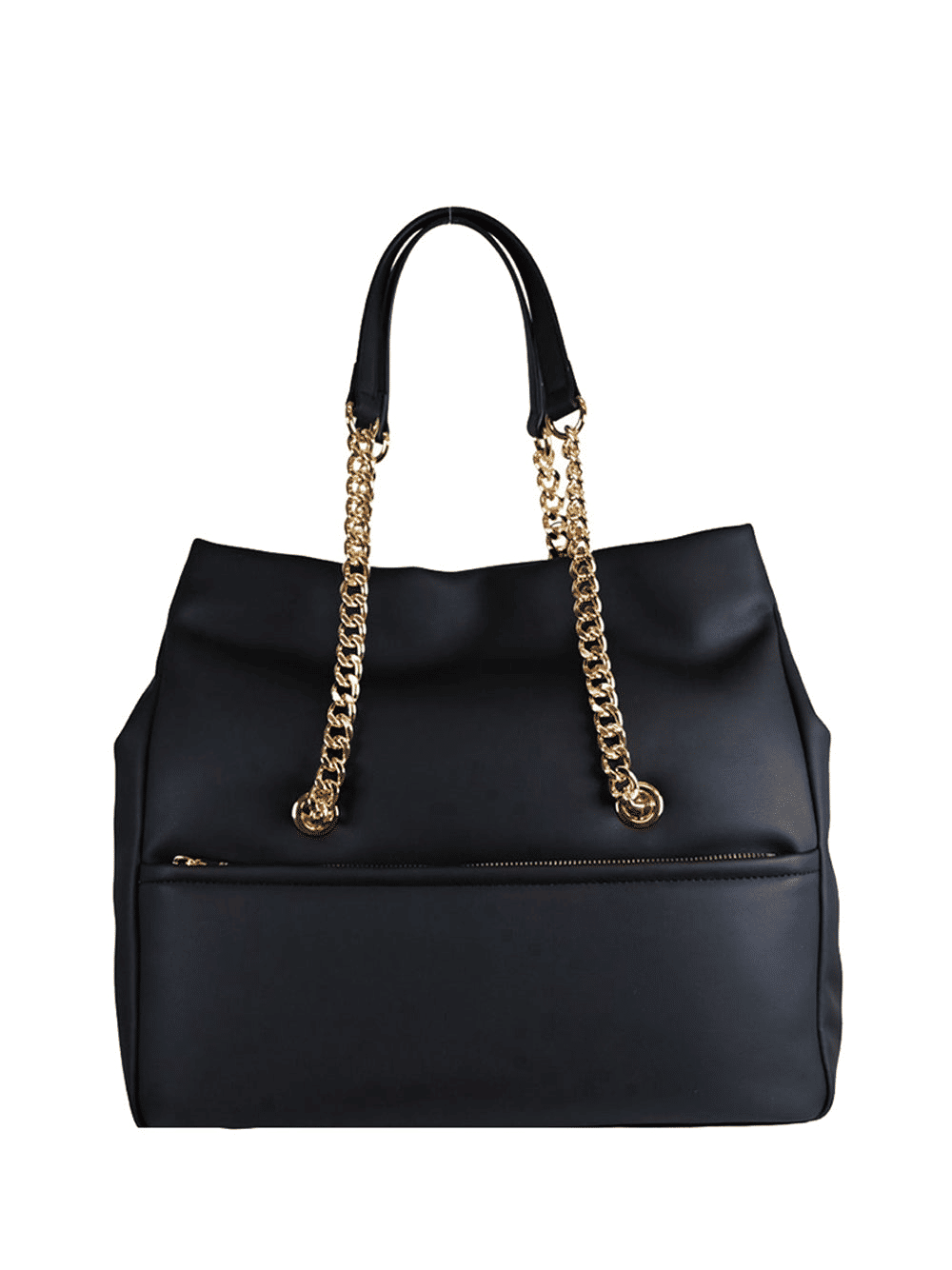 Borsa shopper con spallacci oro