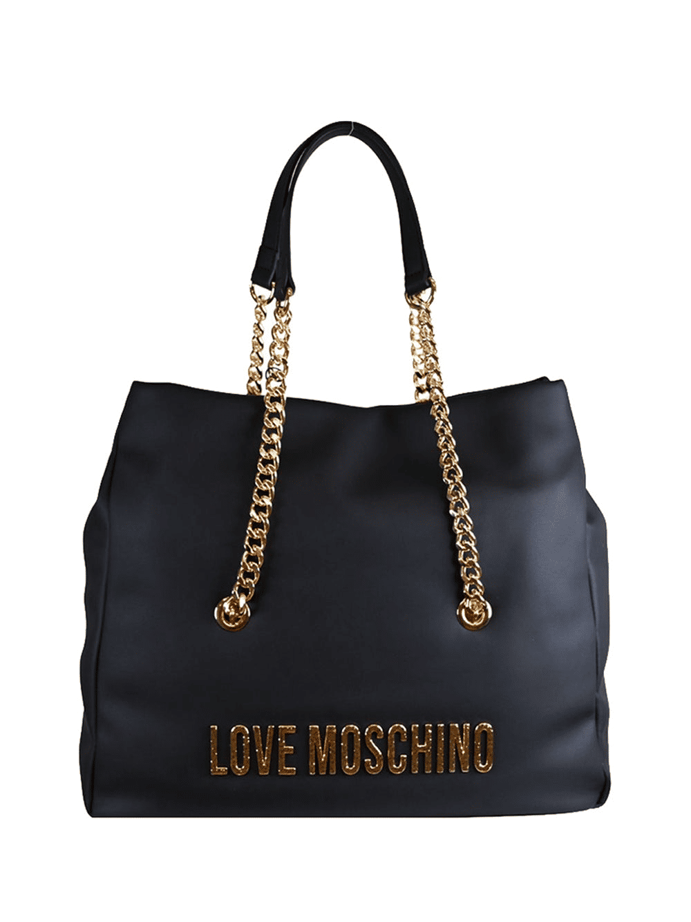 Borsa shopper con spallacci oro