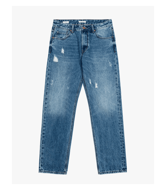 Jeans ALEX straight fit vintage wash con strappi