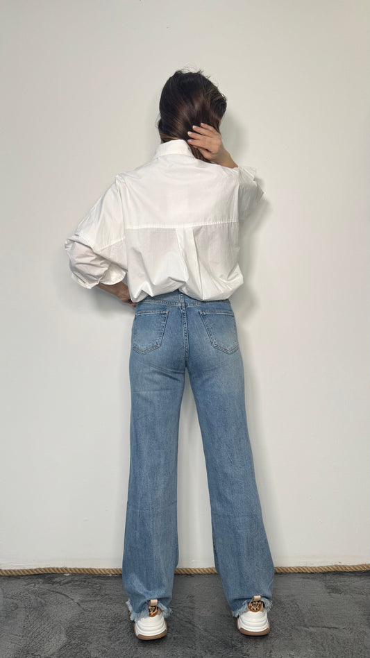Jeans wide leg con orlo sfrangiato Lua