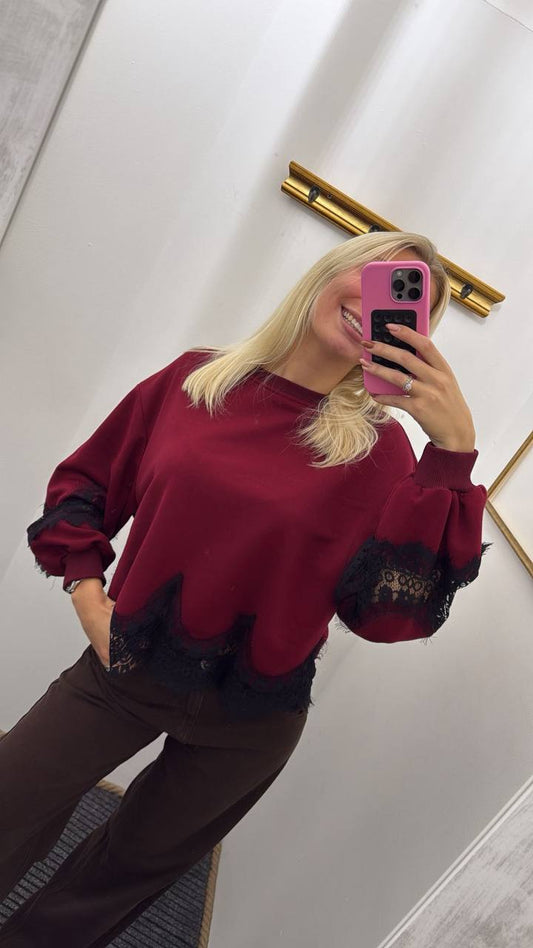 Felpa over con bordo in pizzo Romina