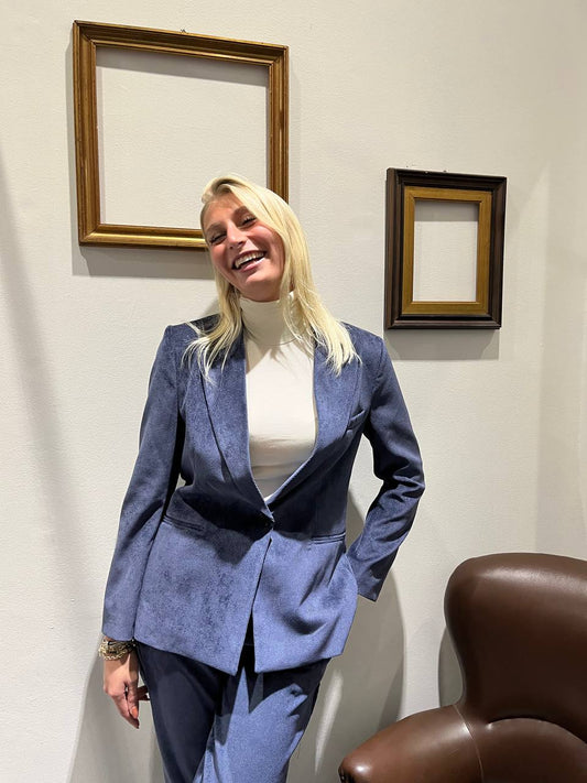 Blazer monopetto in simil-camoscio Samira
