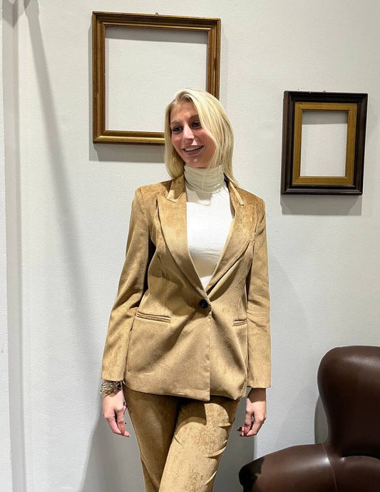 Blazer monopetto in simil-camoscio Samira