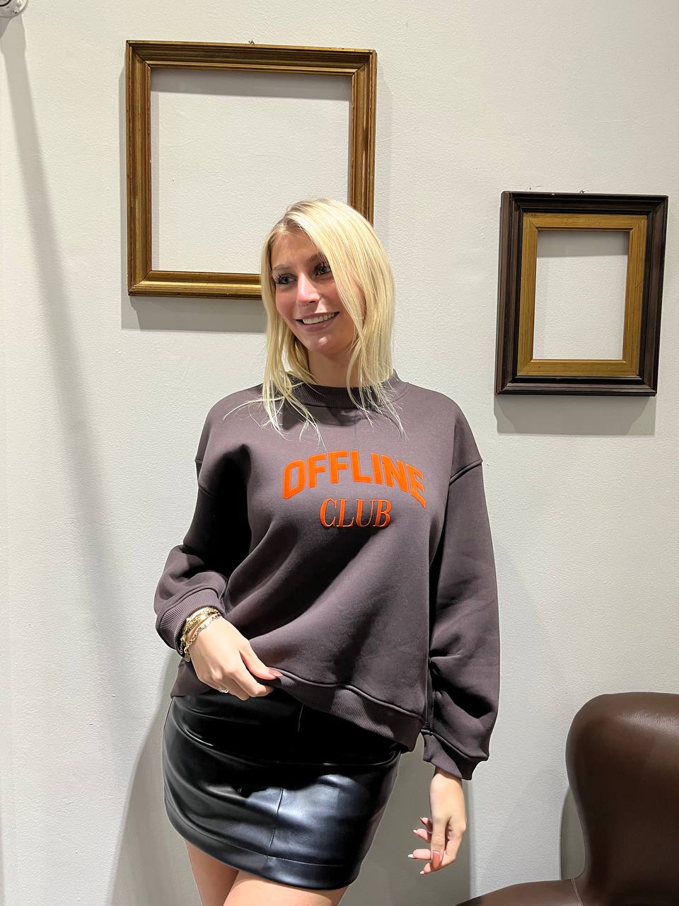 Felpa girocollo over con stampa Calina