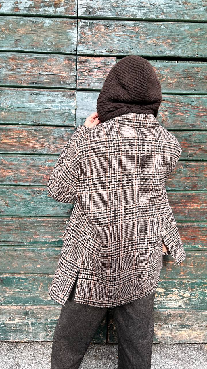 Giacca over in tweed a quadri Norisa