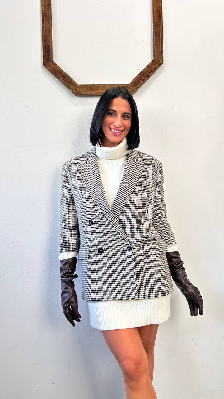 Giacca doppio petto pied de poule con guanti Altea