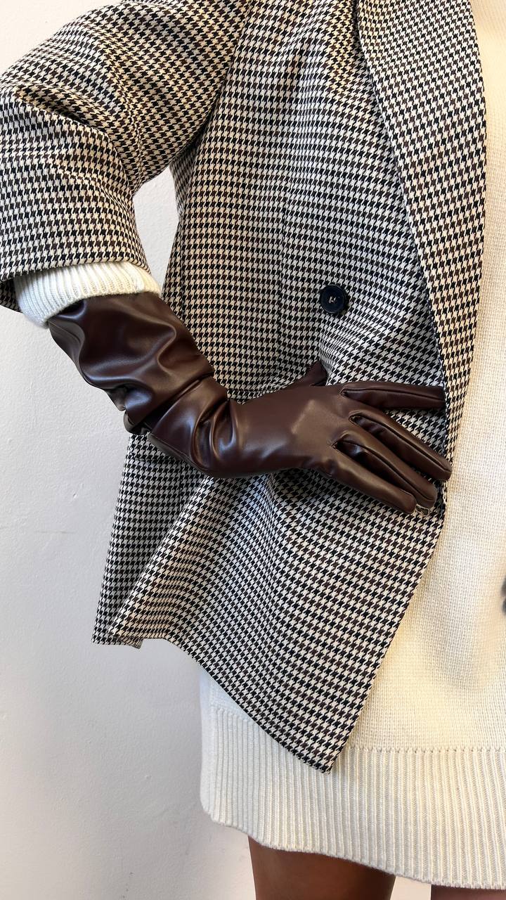 Giacca doppio petto pied de poule con guanti Altea