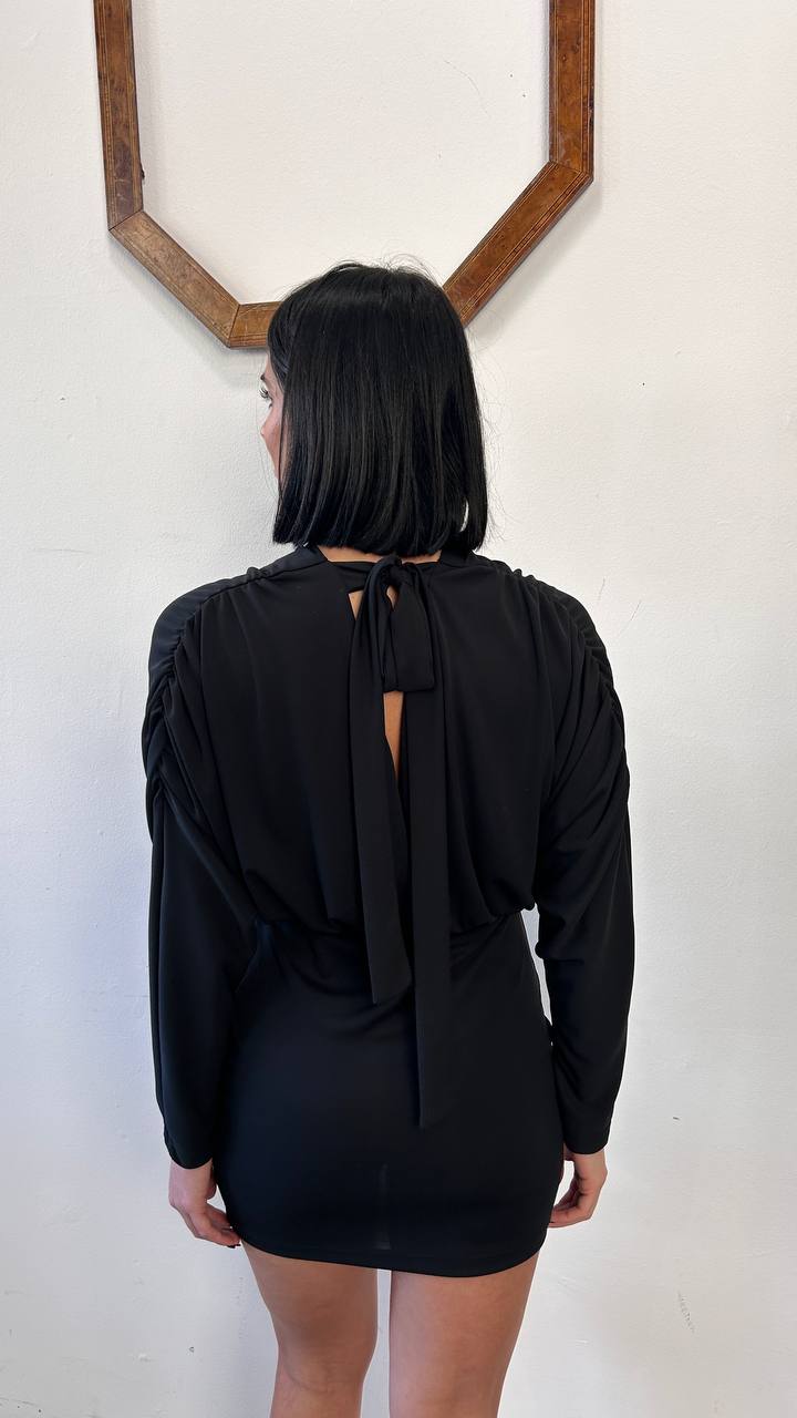 Abito corto scollo V arriccio Nerisa