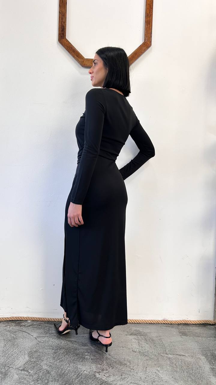 Vestito lungo con cintura spilla Miriel